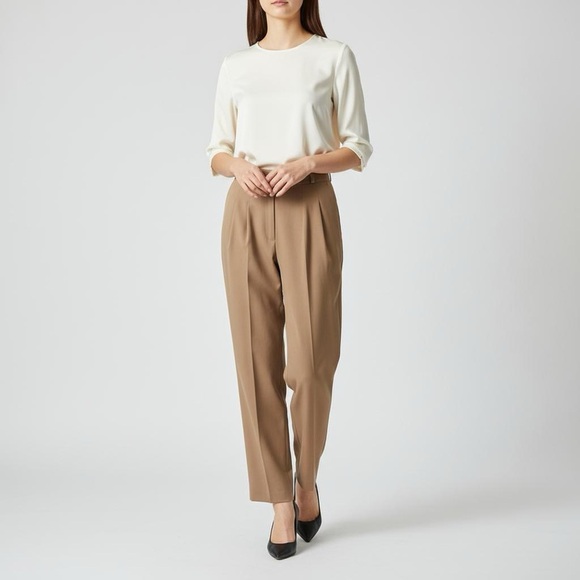 vintage Mondi new wool blend tan dress pants wide leg tapered size 44 - Picture 1 of 7